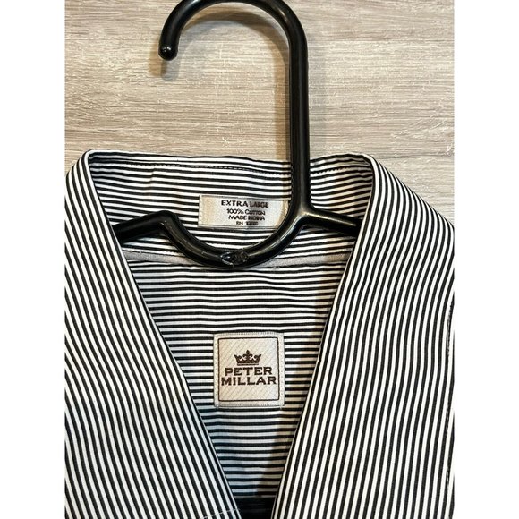 Peter Millar Gray Striped Cotton Button Front Long Sleeve Shirt Size XL‎ - Picture 5 of 6